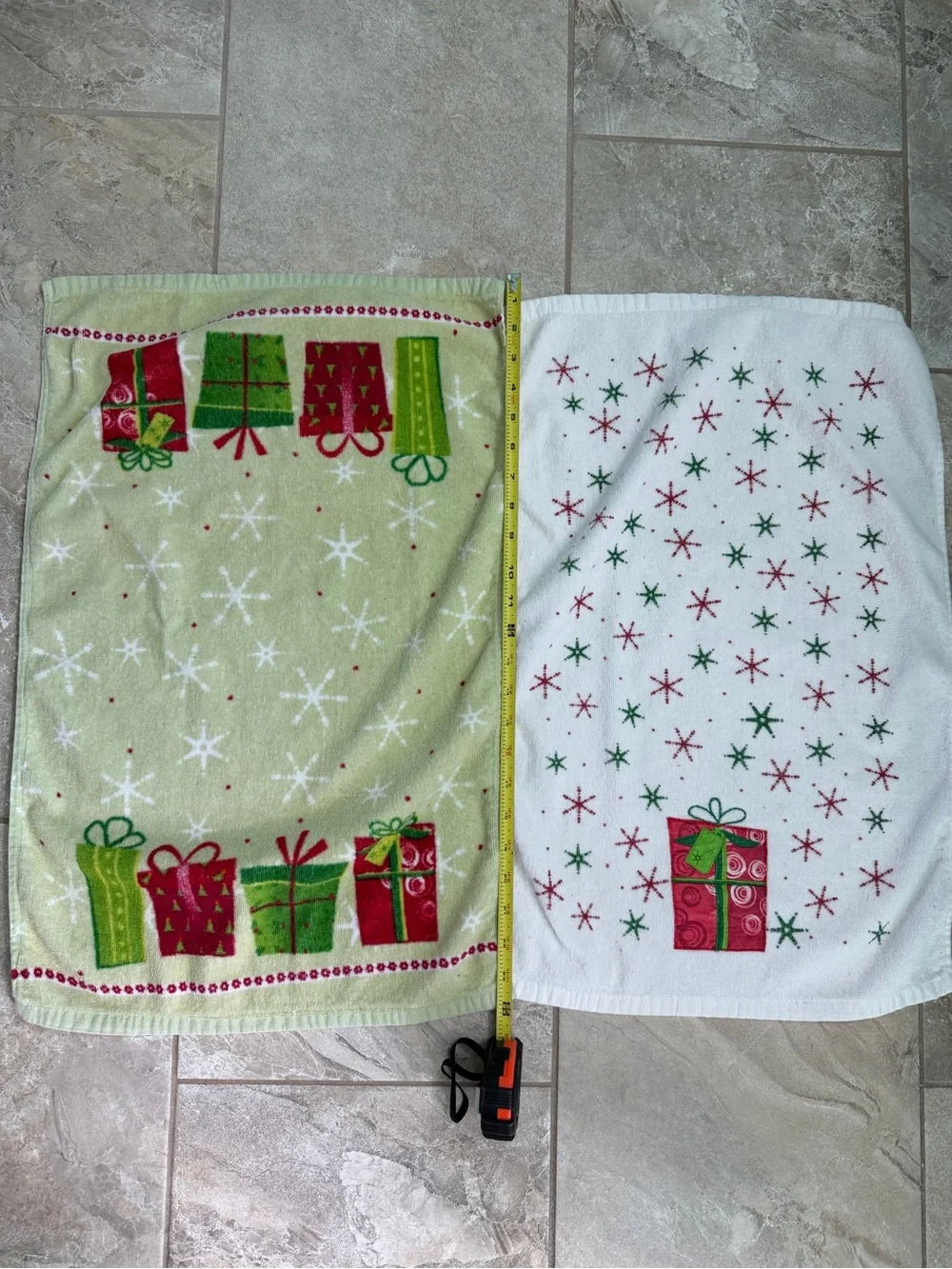 Christmas Holiday Kitchen Hand Towels - Set of 7 Red, White, and Green Colored